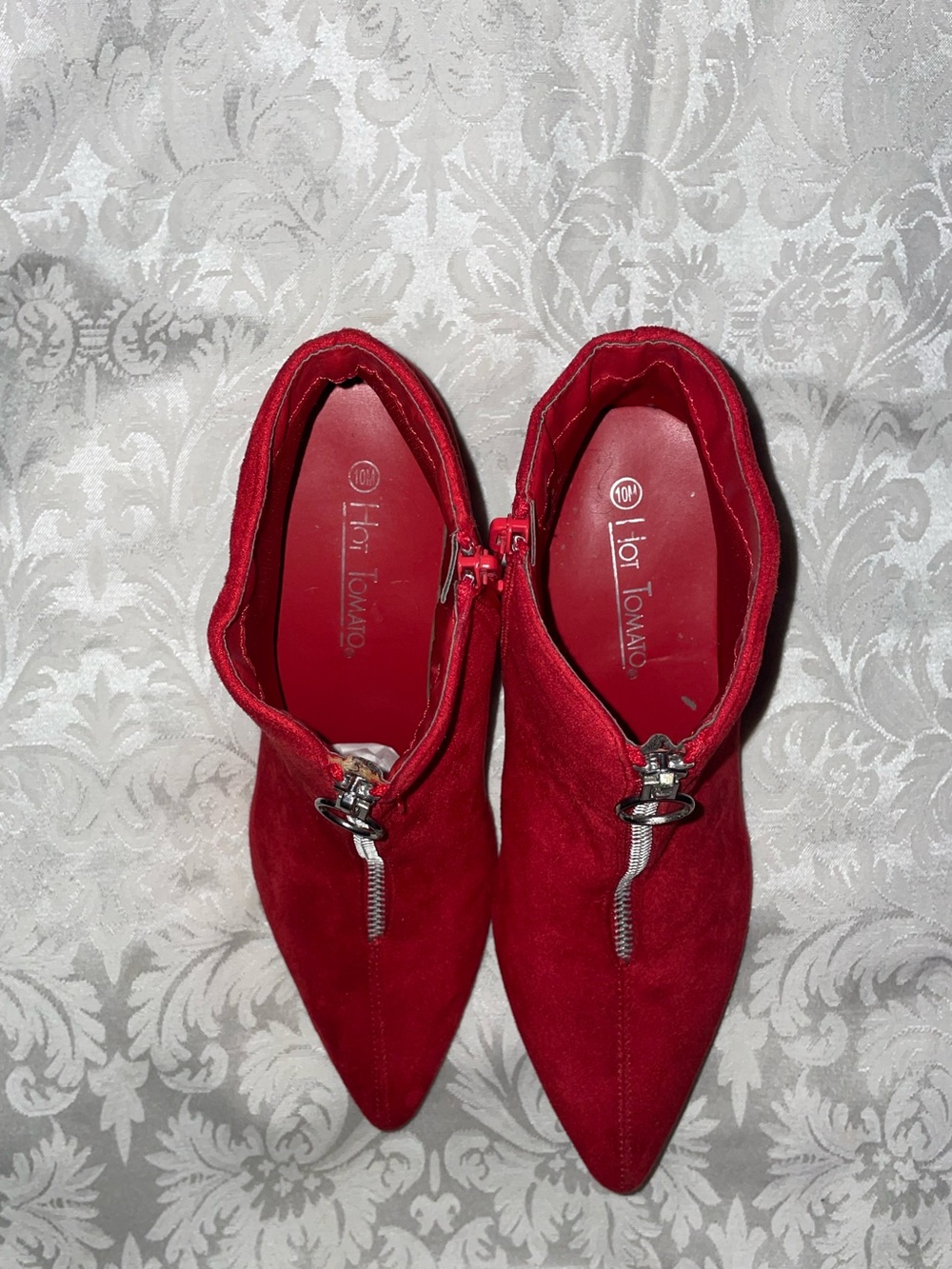 Hot Tomato Red Pointed Toe Ankle Boot Heels